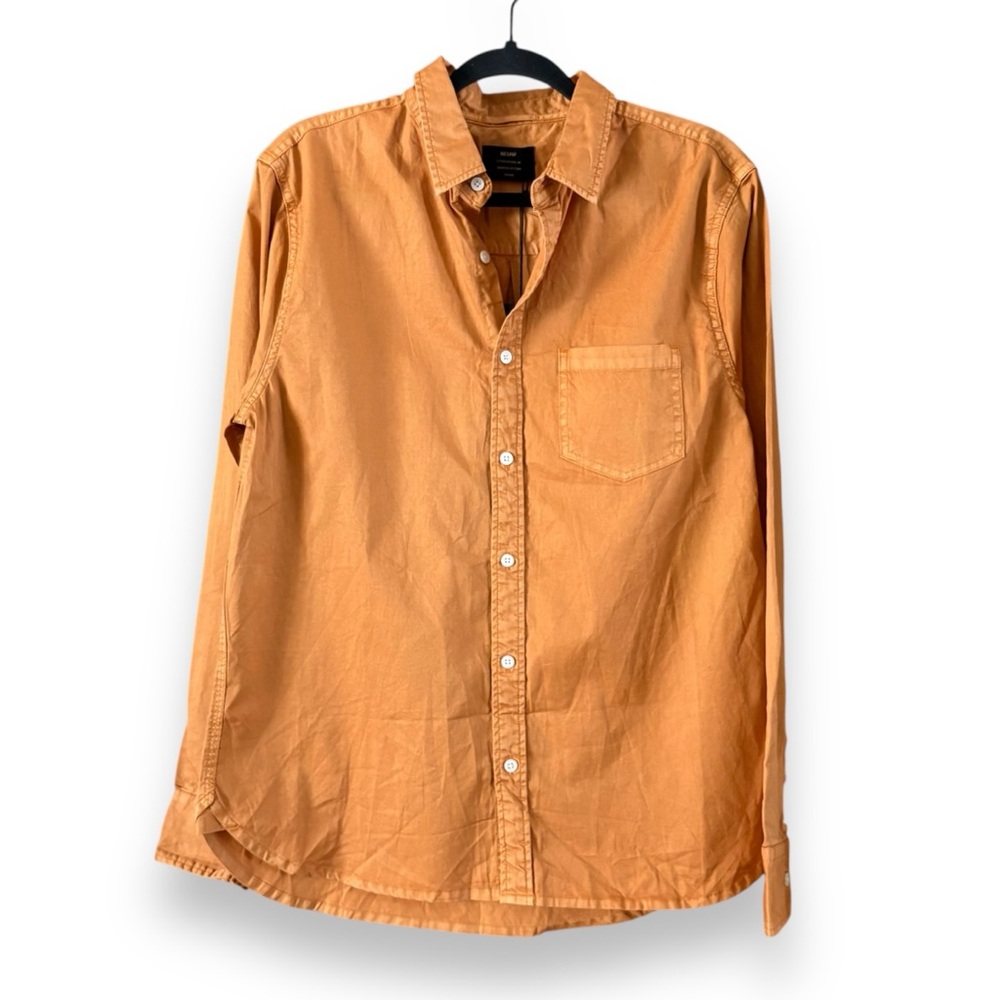 Neuw Men's Waits Twill Long Sleeve Shirt Orange NWT Size Medium Bold Colorful